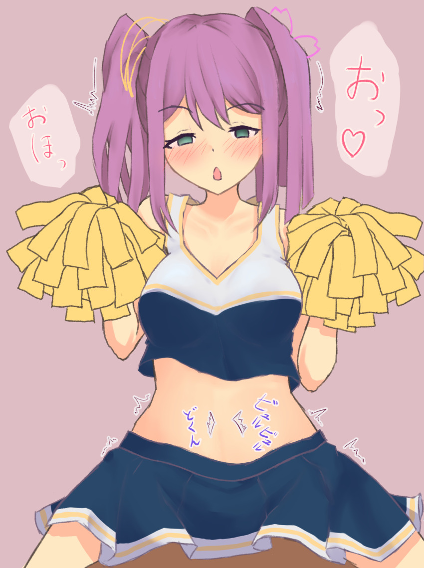 1girl blush cheerleader green_eyes highres moaning nijisanji purple_hair sakura_ritsuki sex skirt twintails virtual_youtuber