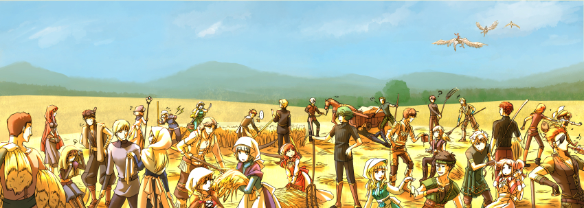6+boys 6+girls abs absurdres alm_(fire_emblem) alternate_costume atlas_(fire_emblem) bandana beard blonde_hair blue_eyes blue_hair boey_(fire_emblem) book bow braid brown_hair camus_(fire_emblem) catria_(fire_emblem) celica_(fire_emblem) clair_(fire_emblem) clive_(fire_emblem) closed_eyes conrad_(fire_emblem) curly_hair day deen_(fire_emblem_gaiden) delthea_(fire_emblem) est_(fire_emblem) eyepatch faceless faceless_female faceless_male facial_hair faye_(fire_emblem) fire_emblem fire_emblem_echoes:_shadows_of_valentia forsyth_(fire_emblem) frog genny_(fire_emblem) gloves gray_(fire_emblem) green_hair highres hood horse jesse_(fire_emblem) kamui_(fire_emblem_gaiden) kliff_(fire_emblem) leon_(fire_emblem_echoes) long_hair lukas_(fire_emblem) luthier_(fire_emblem) mae_(fire_emblem) mask mathilda_(fire_emblem) mole mole_under_eye multiple_boys multiple_girls mycen_(fire_emblem) navel nintendo nomah_(fire_emblem) orange_hair palla_(fire_emblem) pegasus pink_hair polearm ponytail purple_hair python_(fire_emblem) red_hair saber_(fire_emblem) scythe silque_(fire_emblem) sitting sky sonya_(fire_emblem_gaiden) staff tatiana_(fire_emblem) tobin_(fire_emblem) topless_male towa_(towa_no_jiyuuchou) trident twin_braids valbar_(fire_emblem) weapon
