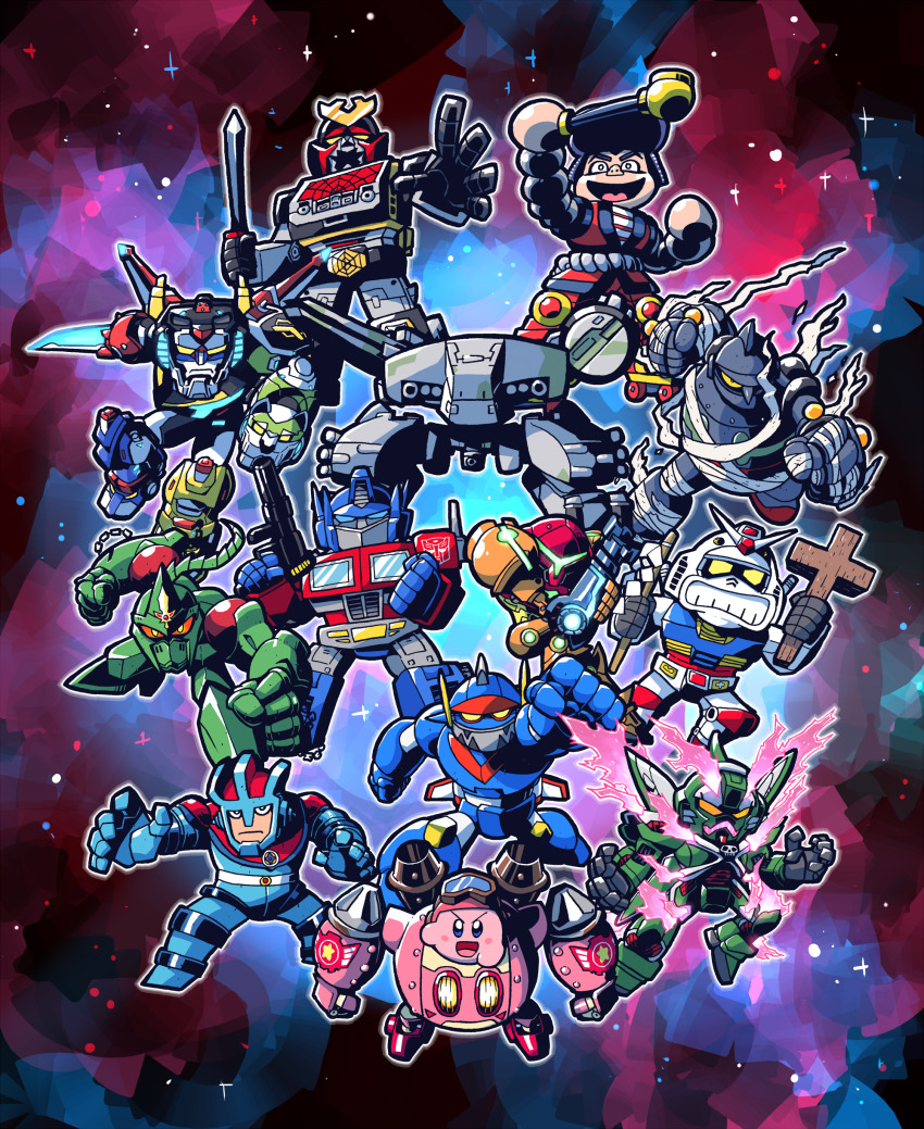absurdres arm_cannon armor astroganger astroganger_(robot) cannon character_request clenched_hands crossbone_gundam crossbone_gundam_ghost crossover dai-sword directed-energy_weapon energy_cannon energy_sword fighting_stance free-electron_laser_cannon ganbare_goemon golion_(mecha) gousei_ken_dai_sword gun gundam highres jikkyou_powerful_pro_yakyuu kirby kirby&#039;s_dream_land kirby:_planet_robobot kirby_(series) laser_cannon leopardon lion_voltron magnetic_weapon marvel mecha metal_gear_(series) metal_gear_rex metal_gear_solid metroid multiple_crossover nintendo open_mouth optimus_prime phantom_gundam power_armor power_pro_kun_pocket power_suit_(metroid) railgun rariatto_(ganguri) robobot_armor robot samus_aran space spider-man spider-man_(series) spider-man_(toei) super_robot super_robot_wars sword tetsujin_28 tetsujin_28-gou tetsujin_28-gou_(2004) transformers transformers_cybertron transformers_unicron_trilogy varia_suit voltron:_legendary_defender voltron_(series) weapon
