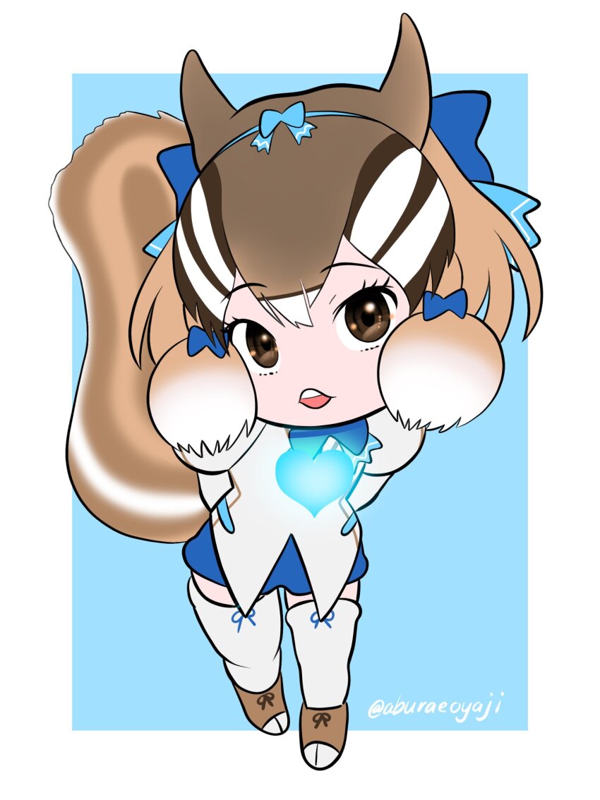 1girl aburaeoyaji brown_hair full_body heart highres kemono_friends kemono_friends_v_project looking_at_viewer short_hair siberian_chipmunk_(kemono_friends) simple_background solo virtual_youtuber