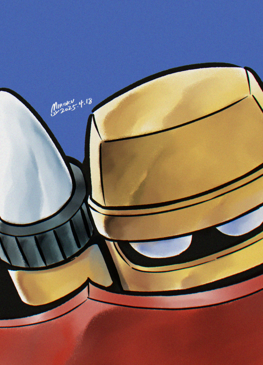 1970s_(style) armor getter-3 getter_robo getter_robo_(classic) highres ishikawa_ken_(style) looking_at_viewer mecha mecha_focus miroku_(miroku_t) multicolored_armor official_style oldschool portrait red_armor retro_artstyle robot solo super_robot yellow_armor