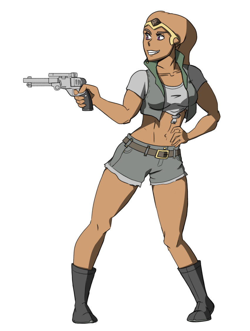 alien blaster_(star_wars) boots dealer grey_boots gun handgun highres jedi littlemisscalculated mercenary original rene_amurenne revolver science_fiction smuggler star_wars tomboy twi&#039;lek weapon