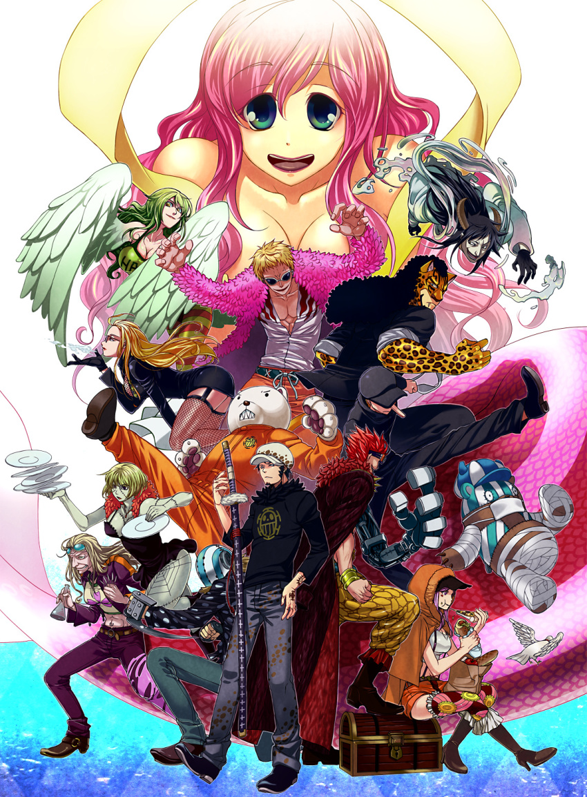 6+boys 6+girls animal animal_ears apple aqua_eyes bandages bangle baseball_cap bear bepo bird black_hair blonde_hair blouse boots bracelet breasts caesar_clown cat_ears cleavage clothes_writing clothing_cutout collarbone denim doctor donquixote_doflamingo dr._kureha dress earrings eating eustass_kid eyewear_on_head fangs feathered_wings fishnet_legwear fishnets food fruit fur_jacket fur_trim giant giantess glasses goggles goggles_on_head green_hair harpy hat hattori_(one_piece) helmet high_heel_boots high_heels highres horns jacket jeans jewelry jewelry_bonney jolly_roger jumpsuit kaku_(one_piece) kalifa_(one_piece) katana kicking killer_(one_piece) kumacy large_breasts long_hair long_nose long_sideburns mask mechanical_arms mermaid monet_(one_piece) monster_boy monster_girl mouth_mask multiple_boys multiple_girls navel navel_cutout navel_piercing necktie old old_woman one_piece ootachi open_clothes open_jacket open_mouth orange_hair otaki pants pantyhose patterned_legwear pectorals pendant piercing pigeon pink_hair pizza plate polka_dot polka_dot_shirt princess purple_eyes red_hair rob_lucci scalpel sharp_teeth sheath sheathed shirahoshi shirt short_dress short_hair short_shorts shorts sideburns single_mechanical_arm sleeves_pushed_up sleeves_rolled_up smile soap_bubbles spikes stitches striped_clothes striped_legwear striped_pantyhose striped_tail sunglasses suspenders sword tail tattoo teeth thighhighs trafalgar_law treasure_chest vial victoria_cindry weapon winged_arms wings yellow_eyes zombie