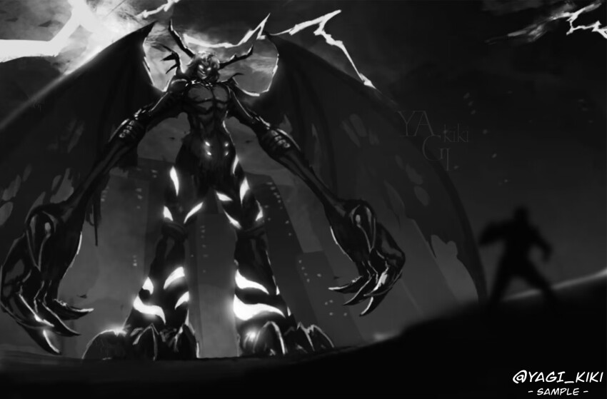 digimon digimon_(creature) highres looking_at_another mask monster vampire venomvamdemon wings