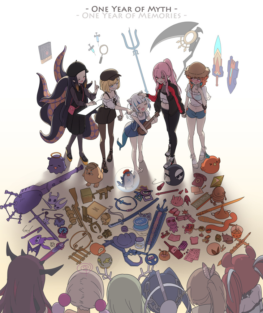 6+girls absurdres animal_ears annotated antlers ao-chan_(ninomae_ina&#039;nis) ao_oni apex_legends atelier_(series) atelier_ryza barefoot beret black_dress black_footwear black_hair black_headwear black_jacket black_legwear black_pants black_skirt bloop_(gawr_gura) blue_dress blue_eyes blue_shorts blunt_bangs book braid bubba_(watson_amelia) bug_bunny_(omori) cat_ears ceres_fauna chain collar copyright_request dead_by_daylight death-sensei_(mori_calliope) devil_may_cry_(series) devil_may_cry_5 devil_sword_dante drawing_tablet dress earrings ender_lilies_quietus_of_the_knights fate_(series) feather_earrings feather_hair_ornament feathers fire_emblem fire_emblem:_three_houses flat_chest floating floating_book floating_object fusion gartic_phone gawr_gura gawr_gura_(casual) gradient_hair green_hair grimace gun hades_(series) hades_1 hair_ornament hakos_baelz half-life half-life:_alyx half-life_(series) half-life_2 hat high_ponytail highres holding holding_hands holding_instrument hollow_knight holocouncil hololive hololive_english holomyth hornet_(hollow_knight) horns inkling_player_character instrument irys_(hololive) it_takes_two jacket jewelry knight_(hollow_knight) kotori_(takanashi_kiara) letterman_jacket limiter_(tsukumo_sana) lobotomy_corporation low_twintails machine_(nier) mario_(series) mcdonald&#039;s midriff minecraft monster_hunter_(series) mori_calliope mori_calliope_(streetwear) mouse_ears multicolored_hair multiple_girls nail_(hollow_knight) nanashi_mumei needle_(hollow_knight) nier:automata nier_(series) ninomae_ina&#039;nis ninomae_ina&#039;nis_(casual) nintendo official_alternate_costume omori orange_hair ouro_kronii outer_wilds pants pantyhose papers_please pointy_ears pompmaker1 ponytail project_moon purple_hair r-99_smg rabbit red_hair rifle ring-con ring_fit_adventure saint_quartz_(fate) scythe shirt shorts shrek shrek_(series) sidelocks skirt slither.io slither_(slither.io) sniper_rifle something_(omori) spiked_collar spikes splatoon_(series) straw_hat streaked_hair stylus sword_of_the_creator takanashi_kiara takanashi_kiara_(casual) takodachi_(ninomae_ina&#039;nis) team_fortress_2 tensui_no_sakuna-hime tentacle_hair tentacles the_elder_scrolls the_elder_scrolls_iv:_oblivion the_oni_(ao_oni) the_sims the_wonderful_101 tic-tac-toe track_suit trash_taste tsukumo_sana twin_braids twintails valorant virtual_youtuber watson_amelia watson_amelia_(street_casual) weapon white_footwear white_hair white_shirt yamato_(sword) yuri