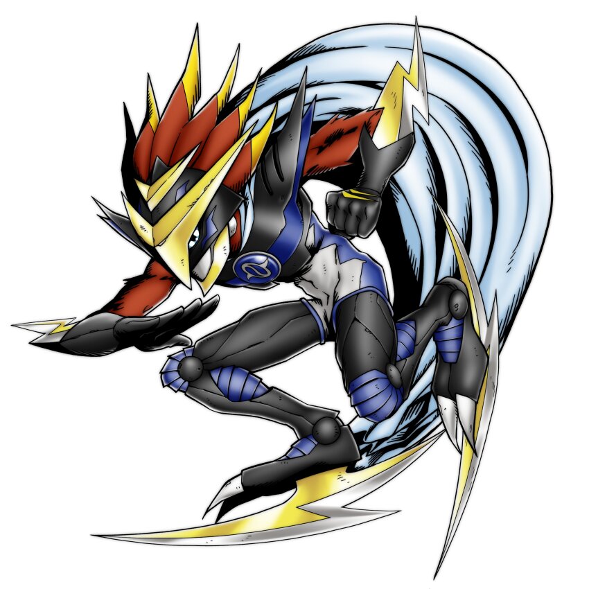 absurdres armor cape crests_(digimon) digimental_of_friendship digimon digimon_(creature) fuzzzycomics hawkmon highres mask oridigi original rinkmon solo