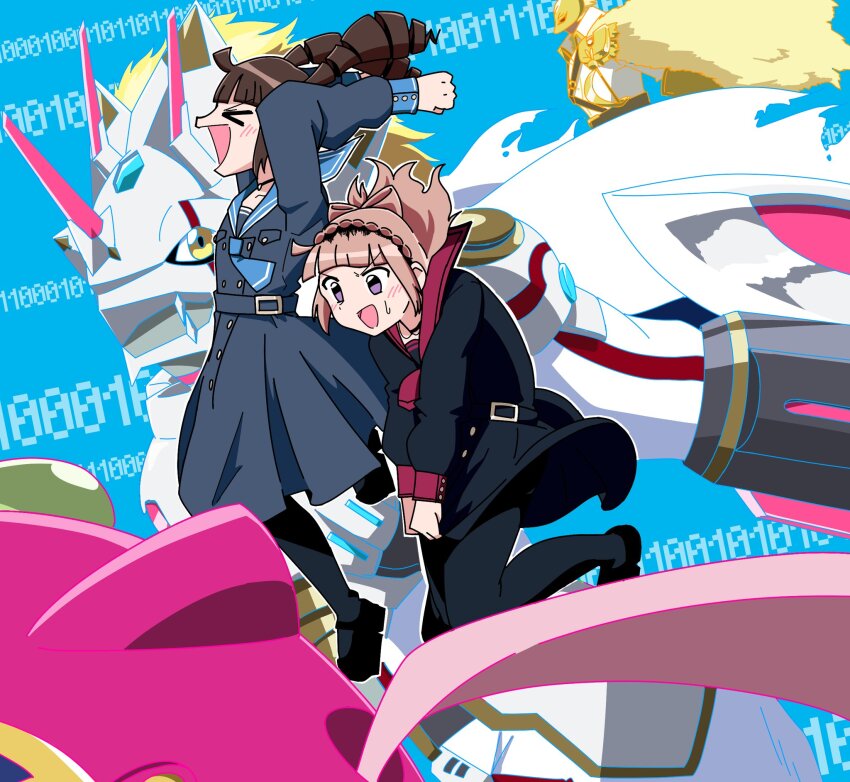 amphimon belt diarbbitmon digimon digimon_(creature) dragon_boy happy_birthday highres horns mask open_mouth rabbit_mask real_life siriusmon smile yellow_eyes