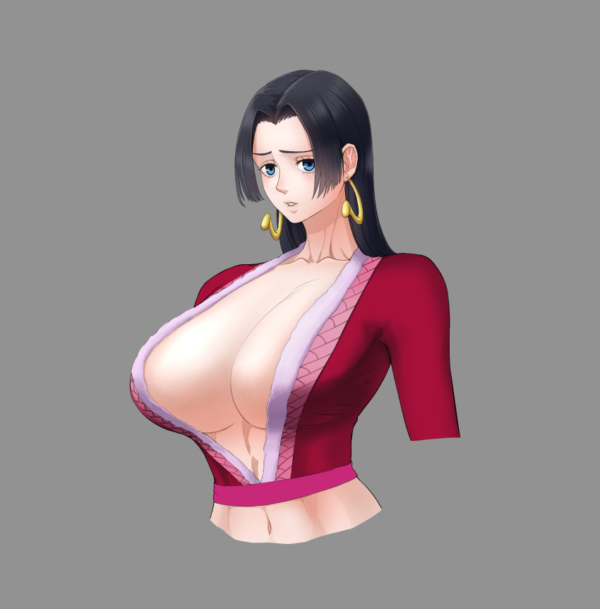 1girl boa_hancock breasts highres large_breasts long_hair one_piece solo torso
