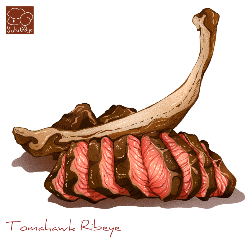 artist_logo artist_name bone food food_focus food_name highres logo meat no_humans original simple_background steak white_background yuki00yo