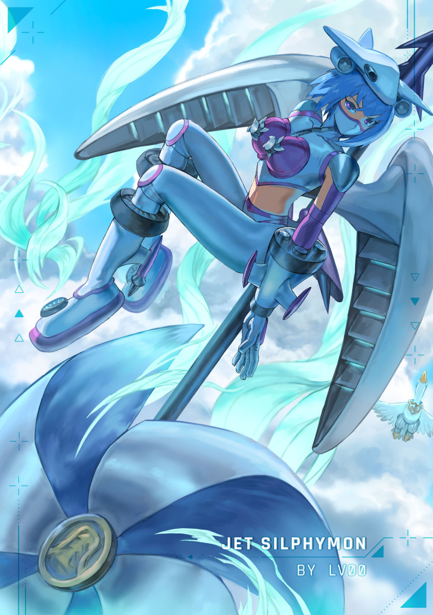 absurdres aircraft airplane digimon digimon_(creature) digimon_frontier highres jetsilphymon mask short_hair