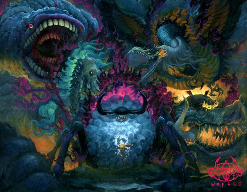 6+boys alternate_form bakotsu_(youkai) beard black_fire claws cloud_hair ethan-baron_v._nusjuro face-to-face facial_hair fire floating gear_fifth gorousei grey_hair hagoromo hat horns horror_(theme) itsumade_(youkai) jaygarcia_saturn long_beard looking_at_another marcus_mars monkey_d._luffy monster multiple_boys old old_man one_piece sharp_teeth shawl shepherd_ju_peter spider_boy spoilers straw_hat teeth topman_warcury ushi-oni_(youkai) very_long_beard wafalo white_hair