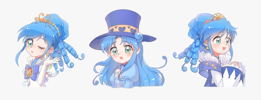 1girl absurdres blue_hair crown dress fushigiboshi_no_futago_hime green_eyes highres magical_girl non-web_source rein_(futagohime) rein_(prominence_dress_up)_(futagohime) rein_(prominence_eternal_miracle_change)_(futagohime)