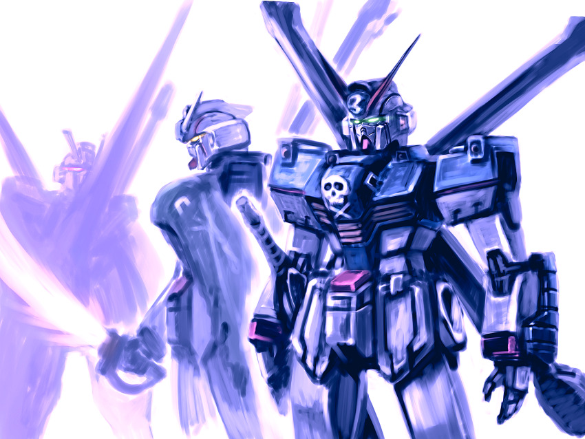banchengping@126 cape commentary crossbone_gundam crossbone_gundam_x-1 crossbone_gundam_x-2 crossbone_gundam_x-3 crossbone_vanguard energy_sword green_eyes gundam highres holding holding_sword holding_weapon jolly_roger looking_at_viewer mecha mecha_focus mobile_suit no_humans red_eyes robot science_fiction shot_lancer sketch sword v-fin weapon white_background yellow_eyes