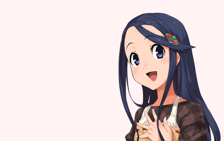 bing blue_eyes blue_hair hair_ornament hairpin happy highres microsoft_bing microsoft_windows nanako_(bing) solo