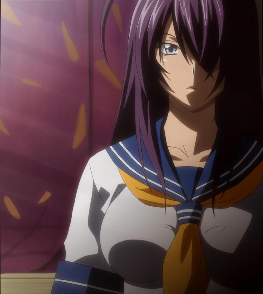 10s 1girl anime_screenshot breasts hair_over_one_eye highres ikkitousen ikkitousen_xtreme_xecutor kan&#039;u_unchou large_breasts long_hair solo stitched third-party_edit