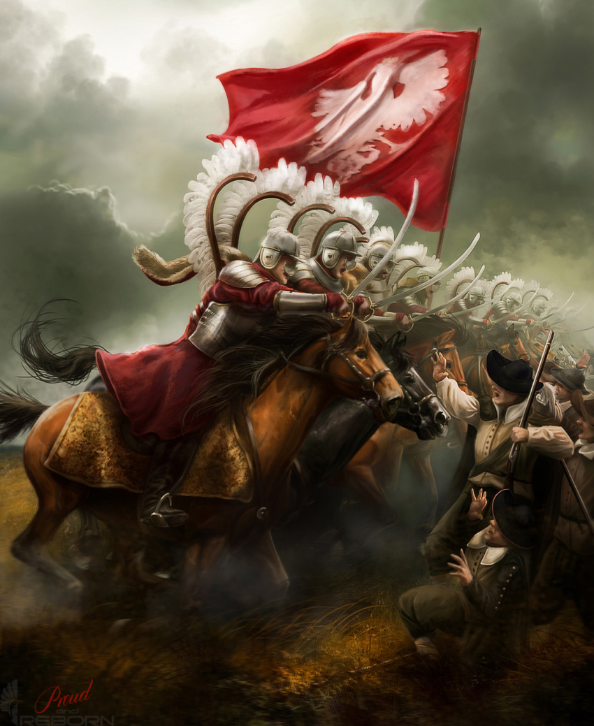 6+boys 6+others arm_armor armor baldurrka barding battle begging bird black_headwear brown_vest charging_forward cloud cloudy_sky coat coat_of_arms commentary eagle english_commentary grey_helmet grey_sky haze helmet high_collar highres historical_event holding holding_sword holding_weapon horseback_riding hussar knight multiple_boys multiple_others poland polish_flag polish_hussar real_life realistic red_coat red_flag riding saber_(weapon) scenery shirt shoulder_armor sky smoke soldier standing surprised sweden sword vest warrior weapon white_shirt winged_hussar