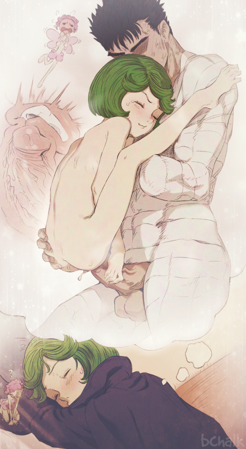 1boy 2girls :3 ? age_difference amputee artist_name ass bandages barefoot berserk black_hair blush butterchalk closed_eyes completely_nude cross-section cum cum_in_pussy dreaming ejaculation evarella_(berserk) green_hair guided_penetration guts_(berserk) height_difference hetero highres internal_cumshot large_penis loli multiple_girls nude penis schierke_(berserk) sex short_hair sleeping suspended_congress testicles uncensored vaginal x-ray