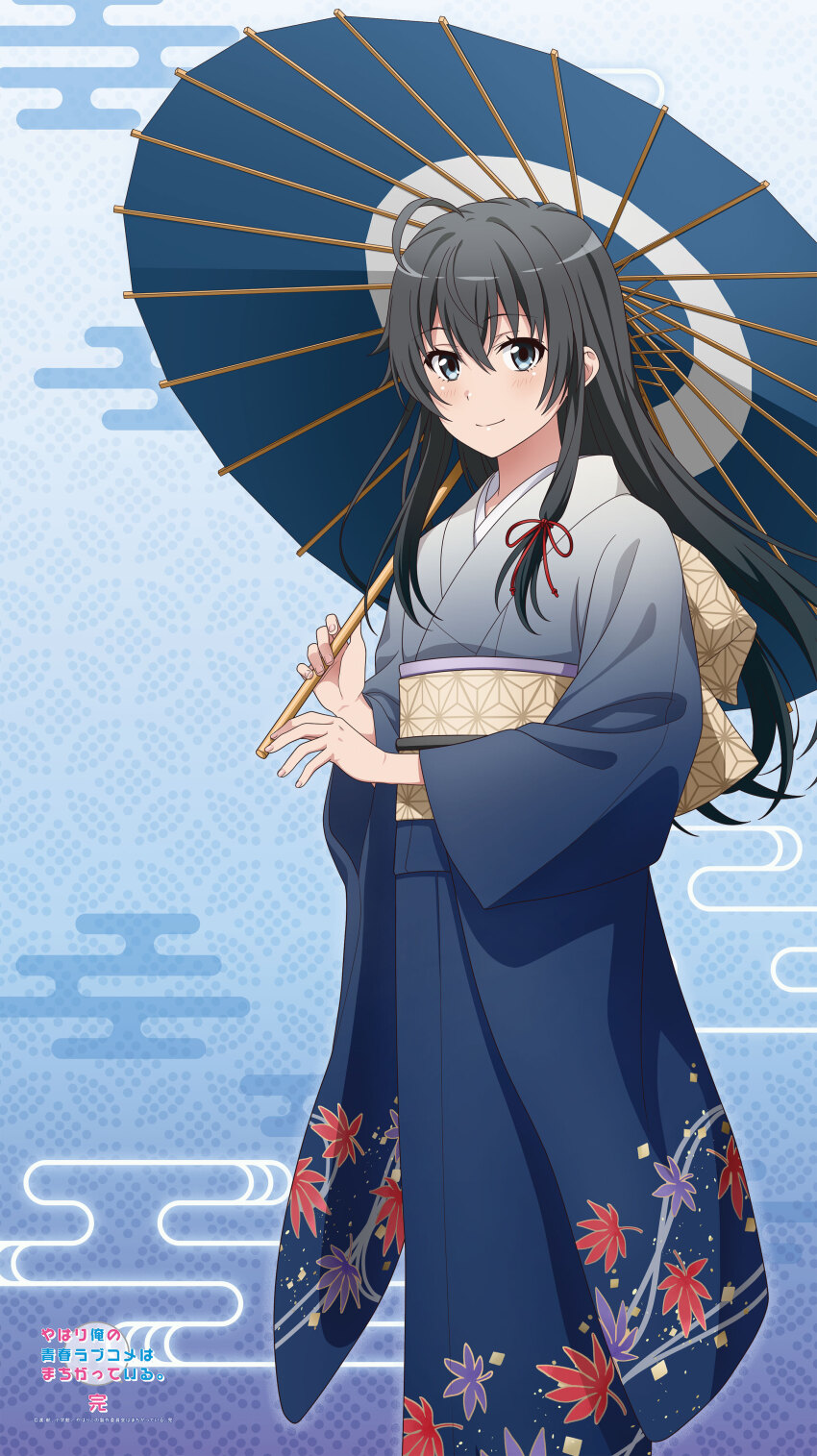 1girl absurdres black_hair blue_eyes highres long_hair looking_at_viewer official_art smile solo yahari_ore_no_seishun_lovecome_wa_machigatteiru. yukinoshita_yukino