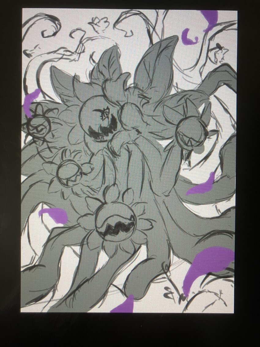 blossomon digimon digimon_(creature) highres petals sharp_teeth solo teeth thorns