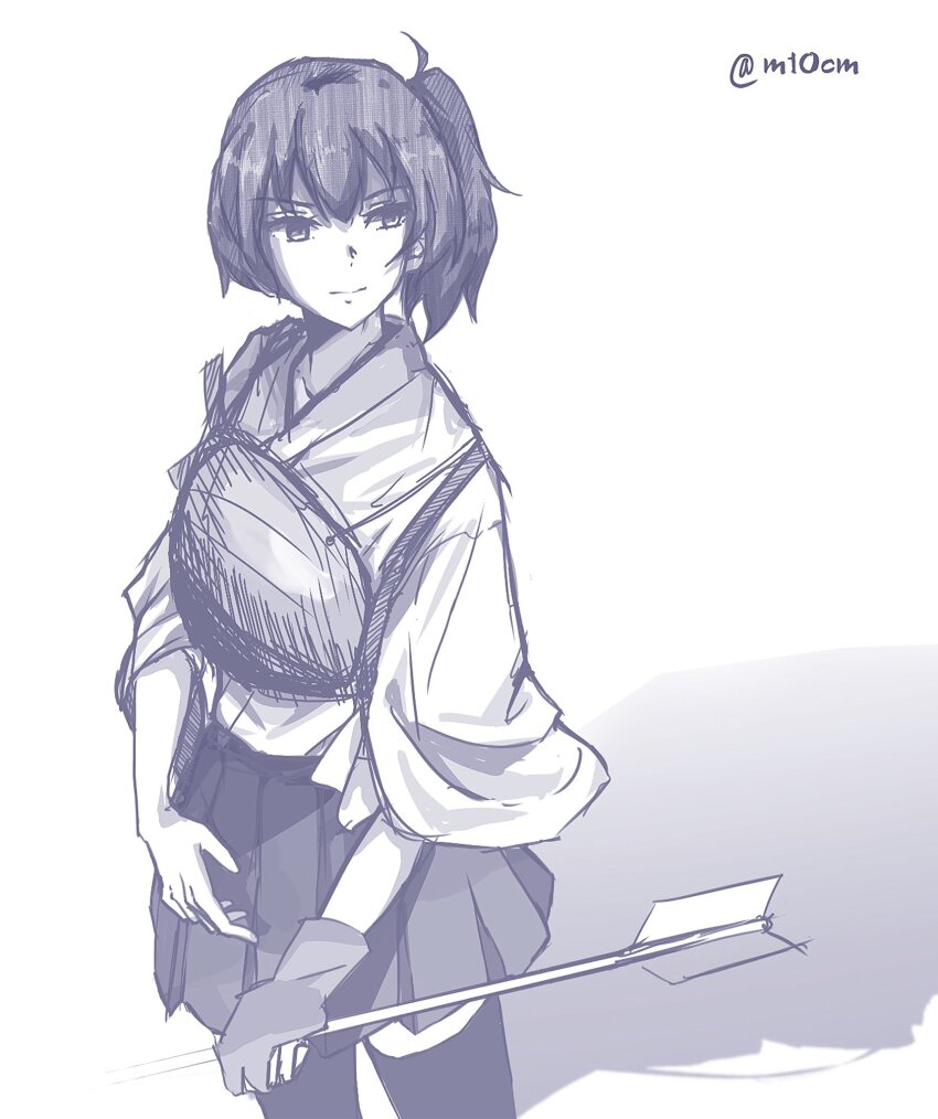 1girl brown_hair hakama hakama_skirt highres japanese_clothes kaga_(kancolle) kantai_collection m10cmdesu skirt
