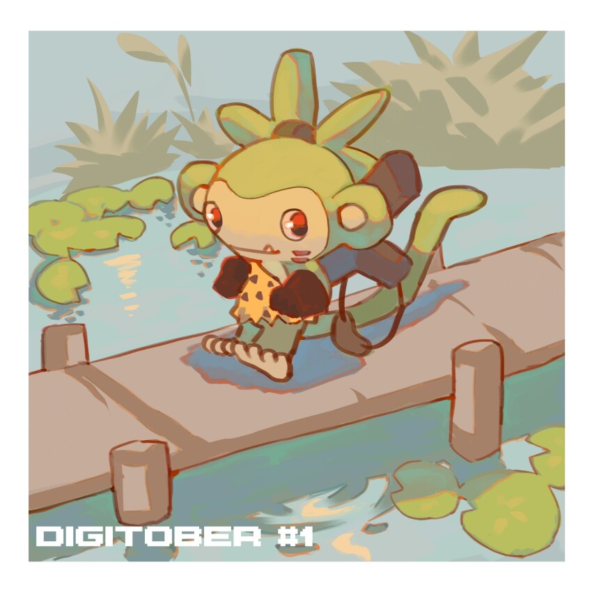 digimon digimon_(creature) fang highres koemon looking_at_viewer tail walking