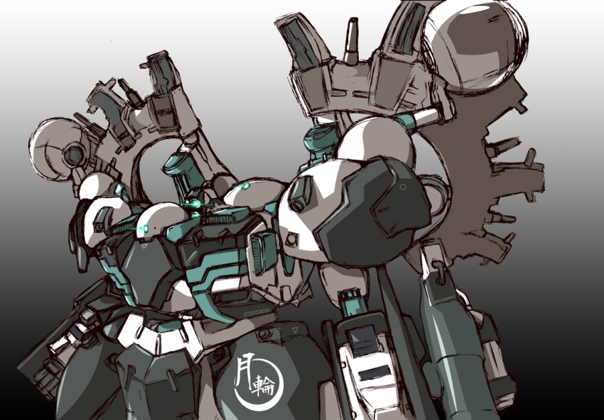 argyros armor armored_core armored_core:_for_answer fromsoftware gachirin gradient_background grey_background helmet m-eiji machinery mecha neo_nidus no_humans robot shoulder_pads simple_background upper_body
