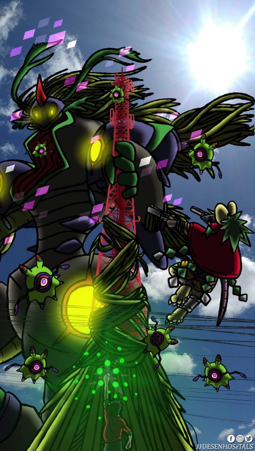 algomon algomon_baby_ii algomon_ultimate armor digimon digimon_(creature) highres one-eyed original plant vines