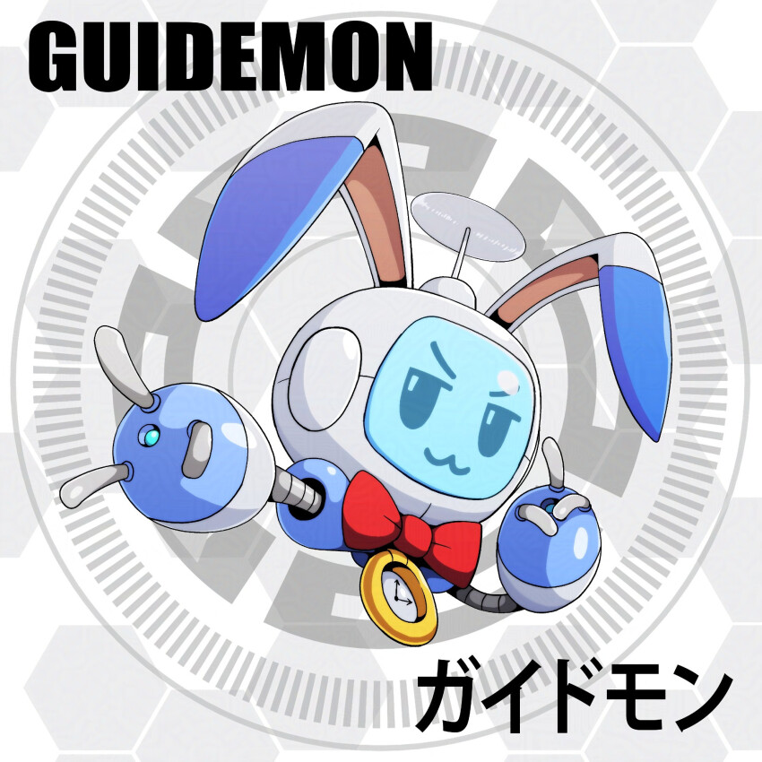 clock d_sandy digimon digimon_(creature) digimon_next guidemon monitor ribbon robot solo