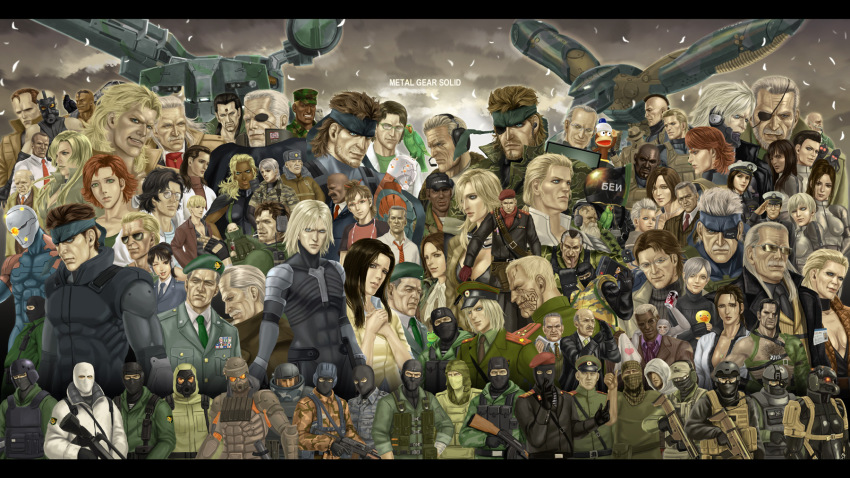 6+boys 6+girls absolutely_everyone ak-47 aleksandr_leonovitch_granin altair_ibn_la-ahad alternate_costume ammunition_belt arsenal_tengu assassin&#039;s_creed assassin&#039;s_creed_(series) assault_rifle bad_id bad_pixiv_id balaclava bandana beard beret big_boss big_mama bird bodysuit bullet_hole bulletproof_vest bullpup camouflage cannon cigarette cloud cloudy_sky cocktail crow crying_wolf dark_skin decoy_octopus dog_tags donald_anderson drebin drebin_893 dwarf_gekko emma_emmerich epic eva_(metal_gear) everyone eyepatch facial_hair famas fatman_(metal_gear) fortune_(metal_gear) frank_hunter frank_jaeger frogs_(metal_gear) frogs_(mgs) ga-ko gas_mask genome_soldier glasses goatee gray_fox gun gurlukovich_mercenaries hal_emmerich hat haven_trooper hazmat_suit headphones helmet highres hood injury iroquois_pliskin jacket james_johnson johnny_sasaki kalashnikov_rifle kazuhira_miller kerotan konami laughing_octopus letterboxed liquid_ocelot liquid_snake magnetic_weapon major_zero mask mcdonell_miller mecha mei_ling meryl_silverburgh metal_gear_(series) metal_gear_mk._ii metal_gear_ray metal_gear_rex metal_gear_solid metal_gear_solid_2:_sons_of_liberty metal_gear_solid_3:_snake_eater metal_gear_solid_4:_guns_of_the_patriots military military_combat_uniform military_hat military_jacket military_uniform monocle mr._x_(metal_gear) multiple_boys multiple_girls multiple_persona mustache naomi_hunter nastasha_romanenko natasha_romanenko nbc_suit necktie nikolai_stepanovich_sokolov ninja ocelot_unit olga_gurlukovich para-medic_(mgs3) parrot petals peter_stillman praying_mantis psycho_mantis raging_raven raiden_(metal_gear) railgun revolver_ocelot richard_ames rifle robot rose_(metal_gear_solid) rosemary roy_campbell saru_getchu scott_dolph screaming_mantis sergei_gurlukovich sergei_gurlukovitch sigint sky smile sniper_wolf sokolov solid_snake solidus_snake sun sunny_emmerich tattoo tera_(no_reason) the_boss the_end_(metal_gear) the_fear the_fury the_pain the_sorrow tissue ubisoft vamp_(metal_gear) vulcan_raven weapon xxreason yevgeny_borisovitch_volgin