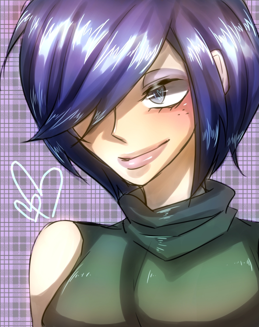 1girl blue_hair ed_edd_n_eddy female_focus hair_over_one_eye highres lips lipstick makeup marie_kanker short_hair solo