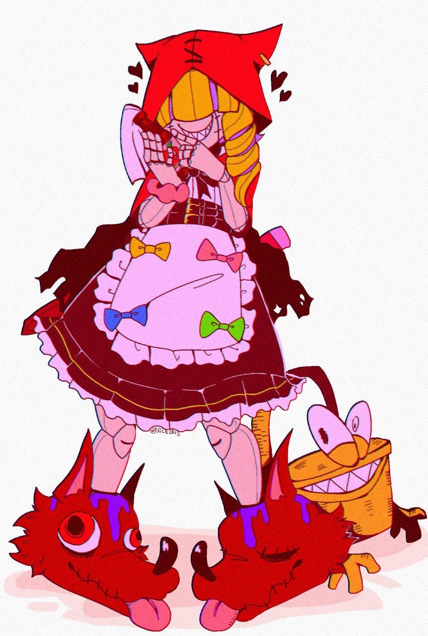 1girl blonde_hair chaperomon digimon female_focus highres sharp_teeth smile solo teeth