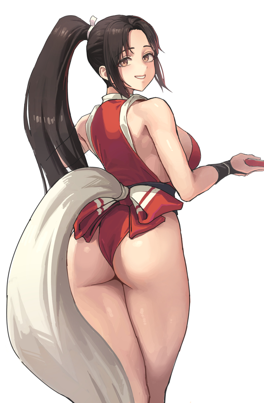 1girl absurdres ass breasts brown_hair fatal_fury from_behind highres huge_ass large_breasts long_hair shiranui_mai the_king_of_fighters thick_thighs thighs