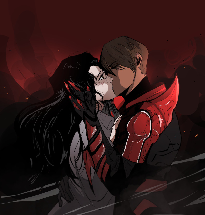 15mikaeruda 2girls absurdres armor black_hair blush bodysuit brown_hair claws closed_eyes coat couple dark-skinned_female dark_skin day_of_wrath_(infinitypilot) demon demon_girl doom_(2016) doom_(series) elena_richardson_(doom) elite_guard_(doom) fanfiction fiery_background fire goodbye hair_over_one_eye hand_on_another&#039;s_back hand_on_another&#039;s_chest hand_on_another&#039;s_hip hand_on_another&#039;s_waist hand_on_back hand_on_own_chest hand_on_own_hip height_difference highres holding_detached_head hug kiss lab_coat long_hair monster_girl multiple_girls original pulling_another&#039;s_clothes raised_eyebrows red_armor red_background ruby_taylor_(day_of_wrath) sad scientist short_hair smoke soldier warrior white_coat yuri