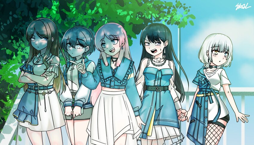 5girls absurdres bang_dream! bang_dream!_it&#039;s_mygo!!!!! blue_eyes blush brown_hair chihaya_anon fang grey_hair highres jacket kaname_raana long_hair multiple_girls mygo!!!!!_(bang_dream!) nagasaki_soyo open_mouth pink_hair purple_eyes shiina_taki short_hair skol16653828240 takamatsu_tomori white_hair yellow_eyes