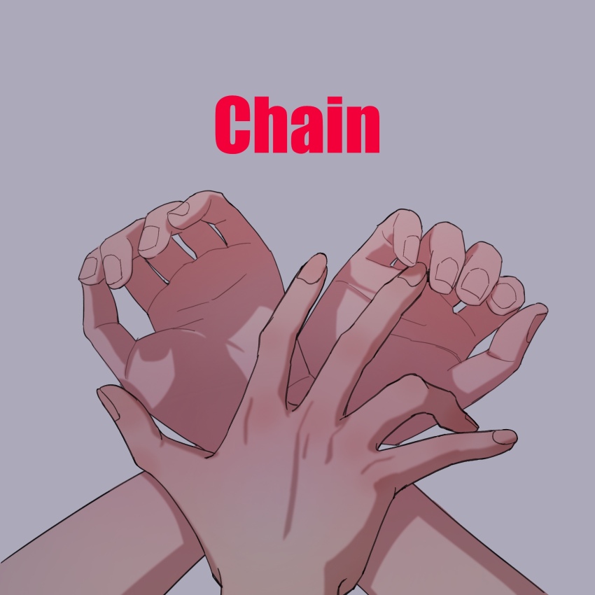 2girls alien_stage chinese_commentary commentary crossed_wrists english_text grey_background hand_focus hand_on_another&#039;s_wrist highres implied_sex mizi_(alien_stage) multiple_girls simple_background sua_(alien_stage) tuxiaoning_not