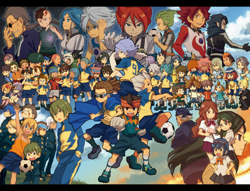 6+boys 6+girls absolutely_everyone afuro_terumi ball blonde_hair blue_eyes blue_hair blue_sky brown_hair burn burn_(inazuma_eleven) child cloud dezarm dnbrghn domen_syuichiro domon_asuka endou_mamoru everyone fuai_rui fubuki_shirou fudou_akio fuuma_koheita glasses goggles gouenji_shuuya gran grass green_hair green_sky handa_shin&#039;ichi hat headband hibiki_seigou hijikata_raiden ichinose_kazuya inazuma_eleven inazuma_eleven_(series) kabeyama_heigoro kageno_jin kageyama_reiji kazemaru_ichirouta kidou_yuuto kino_aki kira_hitomiko kogure_yuuya kurimatsu_teppei long_hair manga_moe matsuno_kuusuke megane_kakeru miyasaka_ryou mohawk multiple_boys multiple_girls nishigaki_mamoru oowashi_seiji open_mouth otonashi_haruna outdoors raimon_natsumi red_sky reeze shimozuru_arata shishido_sakichi short_hair shourinji_ayumu sky smile someoka_ryuugo star_(symbol) sugimori_takeshi suzuno_fuusuke tachimukai_yuuki tateno_mai tsunami_jousuke urabe_rika urubida yamino_kageto yuukoku_hiroyuki zaizen_touko