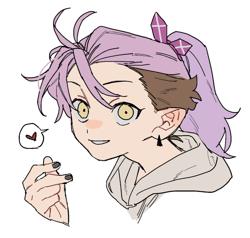 1girl amity_blight dayama heart heart_hands looking_at_viewer purple_hair solo the_owl_house white_background