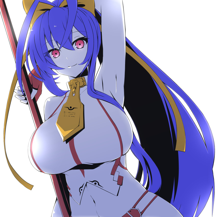 1girl absurdres antenna_hair blazblue genderswap genderswap_(mtf) highres mai_natsume midriff ponytail solo
