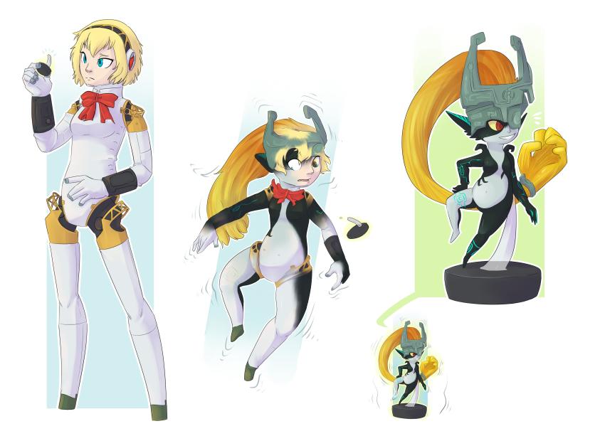 1girl absurdres aigis_(persona) artist_request blonde_hair blue_eyes bow breasts confused curvy demon_girl doll dollification eyelashes eyeshadow fauvfox female_focus furry green_eyes gynoid henshin highres human_to_inanimate inanimate_object large_breasts leotard lips lipstick machine magic makeup midna nintendo persona persona_3 petrification ribbon robot robot_girl short_hair standing the_legend_of_zelda the_legend_of_zelda:_twilight_princess thick_thighs thighhighs thighs transformation transformation_(object) video_game white_leotard white_thighhighs wide_hips