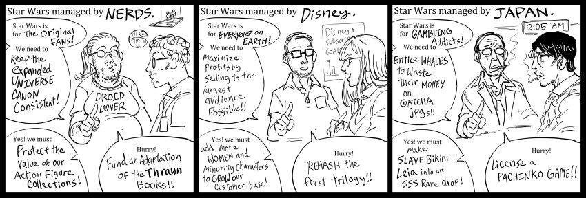 absurdres bb_(baalbuddy) business_suit chart cigarette clock collared_shirt comic death_star digital_clock disney english_text formal_clothes glasses highres index_finger_raised japan shirt star_destroyer star_wars suit