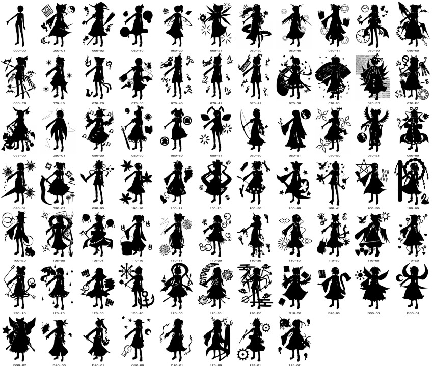 6+girls aki_minoriko aki_shizuha alice_margatroid anchor animal annotated antlers bat_(animal) bat_wings bird book bow_(weapon) broom bucket cat chen cirno clenched_hand clock closed_umbrella crescent_moon crow daiyousei detached_sleeves dragon eastern_and_little_nature_deity eastern_dragon embodiment_of_scarlet_devil everyone ex-keine female_focus fire flandre_scarlet flower food footprints frog fruit fujiwara_no_mokou gap_(touhou) gatensoku_sen_(tottema) geta ghost ghostly_field_club gohei gourd grapes greyscale hakurei_reimu hand_fan hat head_wings heart hexagram hieda_no_akyuu highres hijiri_byakuren hinanawi_tenshi hong_meiling horns hoshiguma_yuugi houjuu_nue hourai_doll houraisan_kaguya ibuki_suika immaterial_and_missing_power imperishable_night inaba_tewi instrument inubashiri_momiji izayoi_sakuya japanese_clothes kaenbyou_rin kagiyama_hina kamishirasawa_keine kaname-ishi karakasa_obake katana kawashiro_nitori kazami_yuuka keyboard keyboard_(instrument) kirisame_marisa kisume koakuma kochiya_sanae komeiji_koishi komeiji_satori konpaku_youmu konpaku_youmu_(ghost) kumoi_ichirin kurodani_yamame laevatein leaf letty_whiterock long_hair luna_child lunasa_prismriver lyrica_prismriver magatama magic_circle maple_leaf maribel_hearn md5_mismatch medicine_melancholy merlin_prismriver miko mizuhashi_parsee monochrome moon moriya_suwako mountain_of_faith muikokorozashi multiple_girls murasa_minamitsu musical_note mystia_lorelei nagae_iku naishi_(catback) namazu_(touhou) nazrin onbashira onozuka_komachi original patchouli_knowledge perfect_cherry_blossom perfect_memento_in_strict_sense phantasmagoria_of_flower_view pitchfork reisen_udongein_inaba reiuji_utsuho remilia_scarlet resolution_mismatch rod_of_remorse rumia saigyouji_yuyuko sashiromiya_sasha scarlet_weather_rhapsody scythe seihou shadow shameimaru_aya shanghai_doll shield shiki_eiki short_hair silent_sinner_in_blue silhouette silk simple_background single_horn skirt snake source_larger spear_the_gungnir spider_lily spider_web star_(symbol) star_sapphire su-san subterranean_animism sunny_milk sword tatara_kogasa tengu-geta tokiko_(touhou) toramaru_shou touhou touhou_bougetsushou touhou_hisoutensoku touhou_sangetsusei trumpet ufo umbrella undefined_fantastic_object unzan usami_renko violin vivit watatsuki_no_toyohime watatsuki_no_yorihime weapon wheelbarrow wings witch witch_hat wrench wriggle_nightbug yagokoro_eirin yakumo_ran yakumo_yukari yasaka_kanako yin_yang zombie_fairy_(touhou)