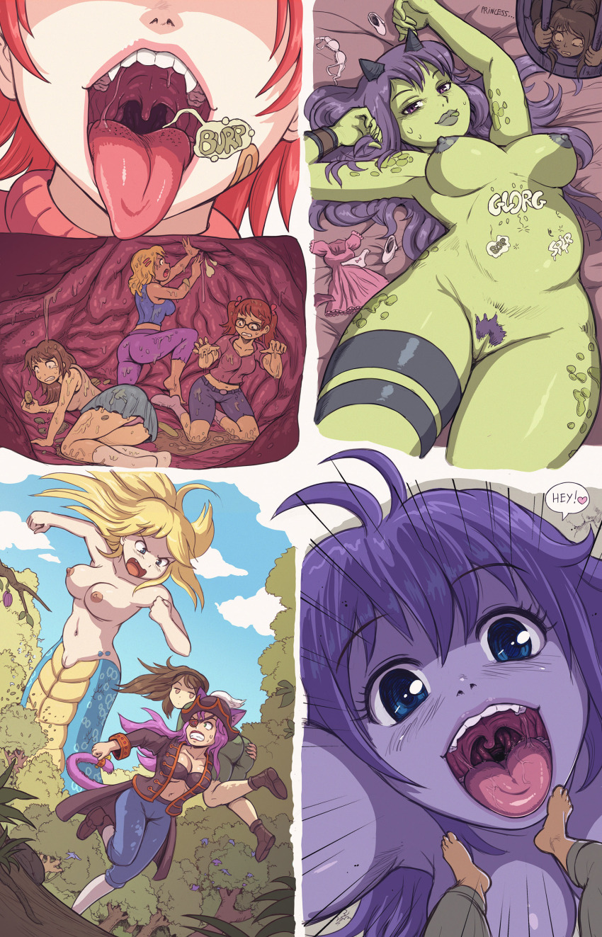 6+girls absurdres angry ass ass_grab blonde_hair blue_eyes breasts brown_hair casual_nudity cleft_of_venus colored_skin crisis dress eyepatch fairy fang felarya giant giantess green_skin highres karbo lamia lea_(karbo) lips lying medium_breasts monster_girl multiple_girls navi nintendo nipples nude orc pirate pubic_hair purple_hair purple_skin pussy red_hair skirt the_legend_of_zelda tree vore