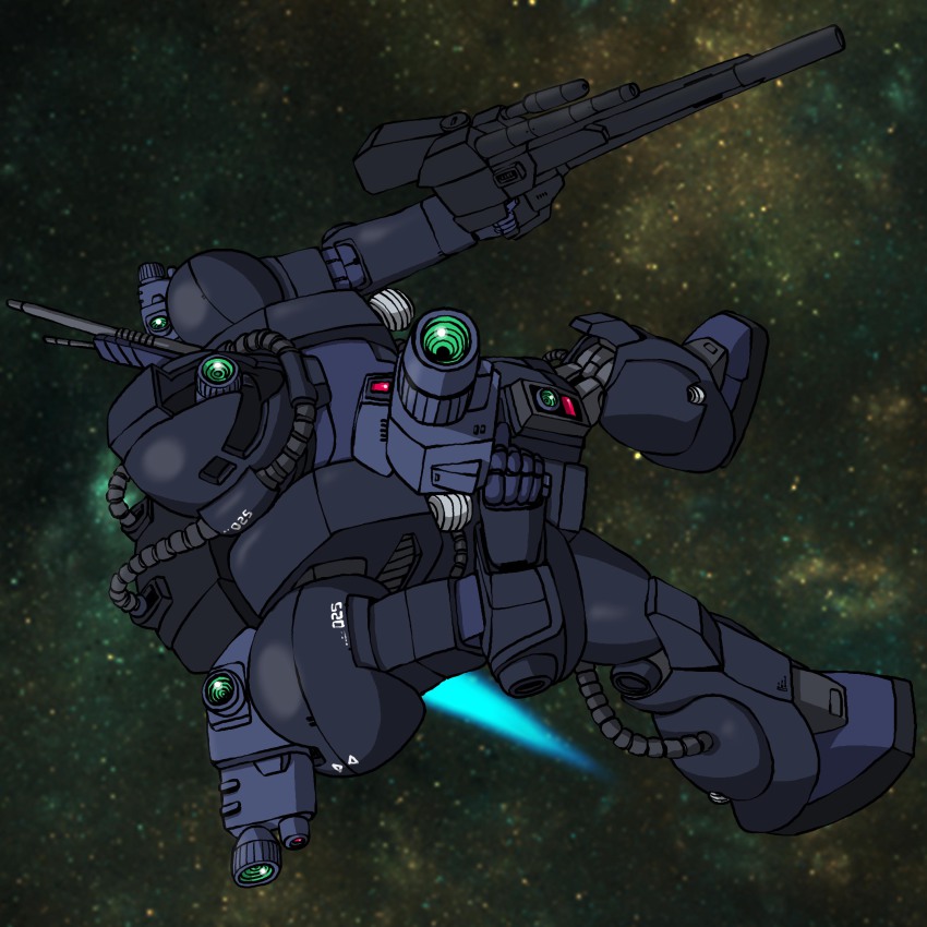 absurdres gundam gundam_msv highres hirodango mecha no_humans outdoors robot sky space weapon zaku zaku_reconnaissance_type