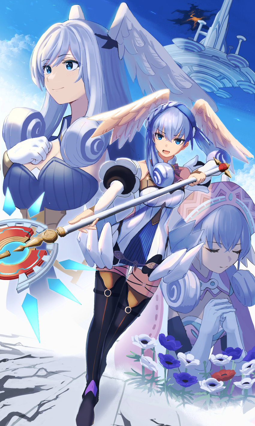 1girl absurdres head_wings highres medaman melia_antiqua staff wings xenoblade_chronicles:_future_connected xenoblade_chronicles_(series) xenoblade_chronicles_1 xenoblade_chronicles_3
