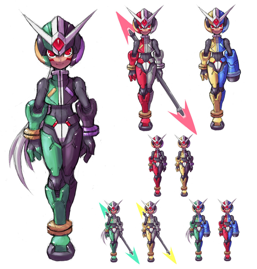 1boy armor black_bodysuit bodysuit capcom cosplay crossover epic go! helmet highres kamen_rider kamen_rider_double kamen_rider_double_(cosplay) kamen_rider_w long_hair mega_man_(series) mega_man_zero_(series) parody red_eyes white_hair