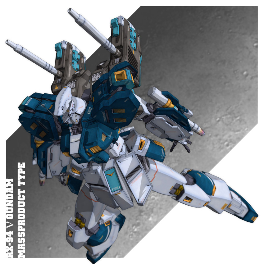 3d arm_cannon beam_cannon character_name commentary_request energy_gun exposed_internal_machinery g-db gundam gundam_msv highres incom_(gundam) machinery mecha mecha_focus mobile_suit no_humans nu_gundam_mp_type original realistic redesign robot science_fiction v-fin weapon