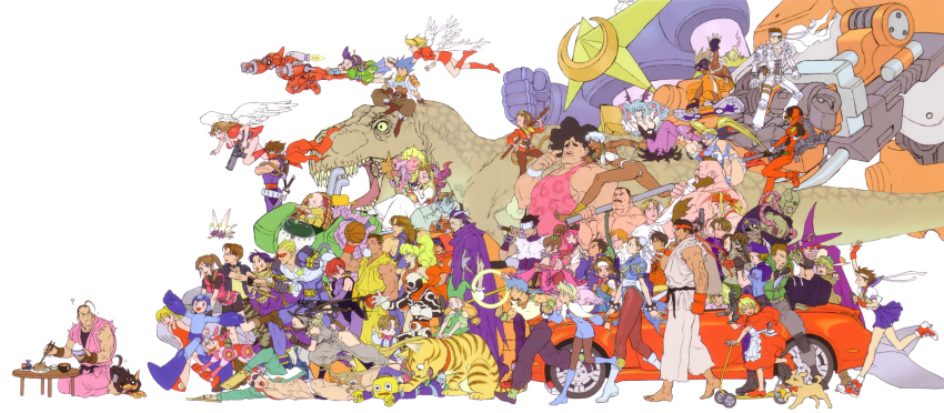 1990s_(style) 3_wonders 6+boys 6+girls ? absolutely_everyone adventure_quiz:_capcom_world_2 alex_(street_fighter) anita_(darkstalkers) annotation_request ares_no_tsubasa arika armored_warriors ayame_(power_stone) b.b._hood baby_commando blodia blue_sailor_collar breath_of_fire breath_of_fire_iii breath_of_fire_iv capcom captain_commando captain_commando_(character) car carlos_miyamoto choukou_senki_kikaiou chris_redfield chun-li claire_redfield cody_travers company_connection crossover cyberbots dark_skin darkstalkers devilot_de_deathsatan_ix dino_crisis dr_stein dungeons_&amp;_dragons dungeons_&amp;_dragons:_chronicles_of_mystara eating edward_fokker elena_(street_fighter) eliza_masters everyone falcon_(power_stone) final_fight final_fight_2 flying food fur_the_cat g.kaiser genryuusai_maki ginzu_the_ninja gunspike guy_(final_fight) hibiki_dan highres hip_vent hoover_(captain_commando) hugo_andore ibuki_(street_fighter) ichimonji_batsu jigoku_daishi jill_valentine june_lin_milliam justice_gakuen kagami_kyousuke kanzaki_hayato_(star_gladiator) kasugano_sakura kayla ken_masters kikaioh leon_s._kennedy long_image lucia_(chronicles_of_mystara) mack_the_knife marvel_vs._capcom mecha mega_man_(character) mega_man_(classic) mega_man_(series) mega_man_legends_(series) michelle_heart mike_haggar moriah_(chronicles_of_mystara) morrigan_aensland motor_vehicle multiple_boys multiple_crossover multiple_girls namikawa_nagare nemesis_(resident_evil) nina_(breath_of_fire_iii) nina_(breath_of_fire_iv) ninja nishimura_kinu official_art omokane_saki pantyhose pelvic_curtain pointy_ears poison_(final_fight) ponytail power_stone pure_the_mage quiz_nanairo_dreams rainbow_mika regina_(dino_crisis) resident_evil resident_evil_-_code:_veronica resident_evil_2 retro_artstyle robot roll_(mega_man) running rush_(mega_man) ryu_(breath_of_fire_iii) ryu_(breath_of_fire_iv) ryu_(street_fighter) sailor_collar saotome_jin sean_matsuda servbot_(mega_man) shiba_shintaro shiba_shintarou shou_(captain_commando) simple_background skullomania sonson sonson_(series) star_gladiator street_fighter street_fighter_ex_(series) street_fighter_iii_(series) street_fighter_zero_(series) strider_(video_game) strider_hiryuu syous tabasa tyrannosaurus_rex wakaba_hinata walking warzard wide_image zangief zombie