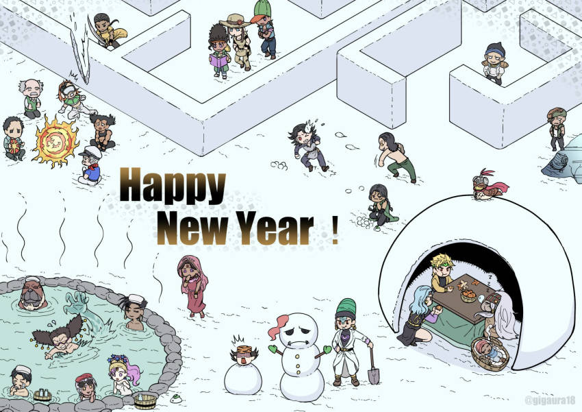 alessi anubis_(stand) arabia_fats bad_id bad_pixiv_id boingo chaka_(jojo) chibi daniel_j._d&#039;arby dark-skinned_female dark-skinned_male dark_skin devo dio_brando enya_geil everyone forever_(jojo) geb_(stand) giga_omega gray_fly_(jojo) hanged_man_(stand) happy_new_year hol_horse igloo isometric j._geil jojo_no_kimyou_na_bouken kakyoin_noriaki katana kenny_g kotatsu mannish_boy mariah_(jojo) maze midler n&#039;doul nena new_year nukesaku oingo onsen pet_shop rubber_soul sauna snow_shelter snowball snowball_fight snowman stardust_crusaders steely_dan sword table terence_t._d&#039;arby the_sun_(stand) thoth_(stand) vanilla_ice weapon zz_(jojo)