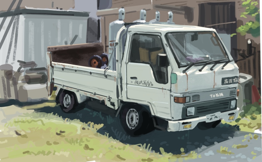 absurdres car ewokakuhito highres motor_vehicle no_humans original outdoors road truck vehicle_focus