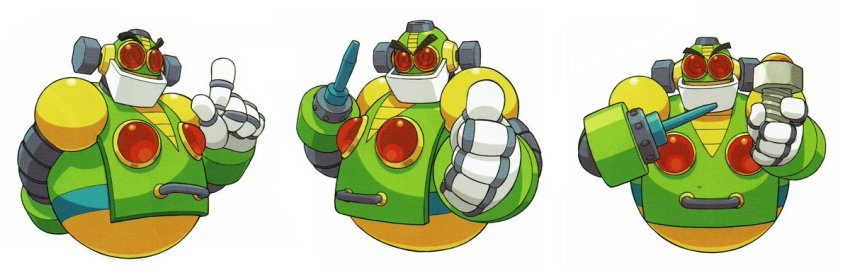 auto_(mega_man) capcom mega_man_(classic) mega_man_(series) no_humans non-humanoid_robot official_art red_eyes robot smile